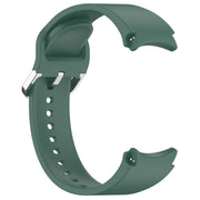 For Samsung Galaxy Watch FE 40mm Solid Color Silver Buckle Quick Release Silicone Watch Band(Dark Green)