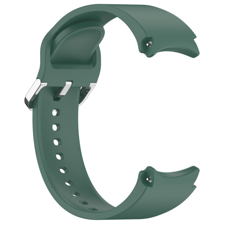 For Samsung Galaxy Watch FE 40mm Solid Color Silver Buckle Quick Release Silicone Watch Band(Dark Green)
