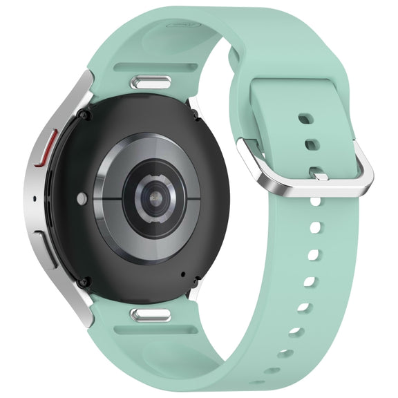 For Samsung Galaxy Watch FE 40mm Solid Color Silver Buckle Quick Release Silicone Watch Band(Light Green)