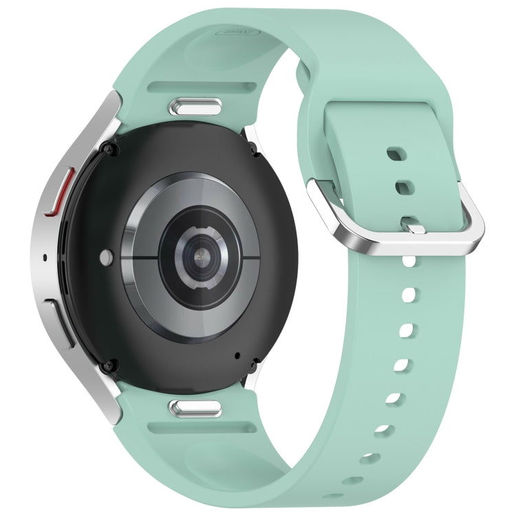 For Samsung Galaxy Watch FE 40mm Solid Color Silver Buckle Quick Release Silicone Watch Band(Light Green)