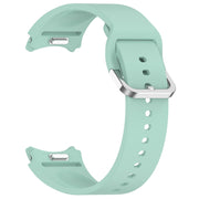 For Samsung Galaxy Watch FE 40mm Solid Color Silver Buckle Quick Release Silicone Watch Band(Light Green)