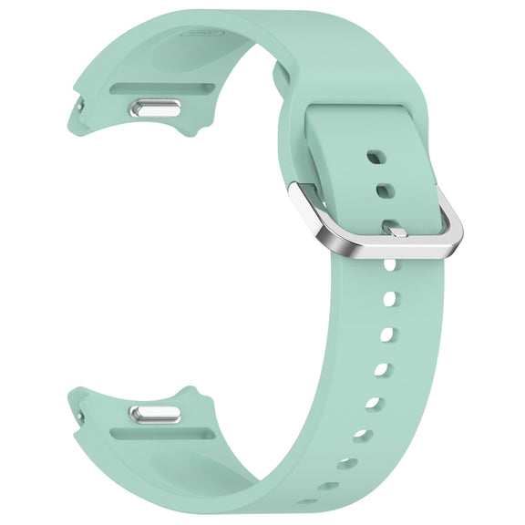 For Samsung Galaxy Watch FE 40mm Solid Color Silver Buckle Quick Release Silicone Watch Band(Light Green)