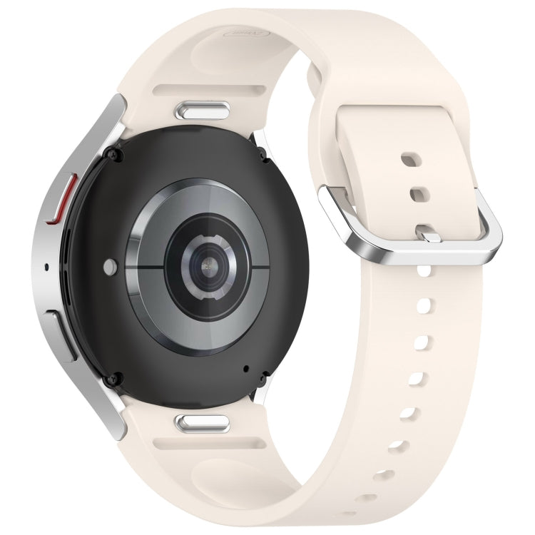 For Samsung Galaxy Watch FE 40mm Solid Color Silver Buckle Quick Release Silicone Watch Band(Starlight)