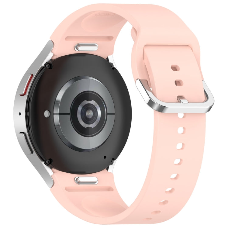 For Samsung Galaxy Watch FE 40mm Solid Color Silver Buckle Quick Release Silicone Watch Band(Light Pink)