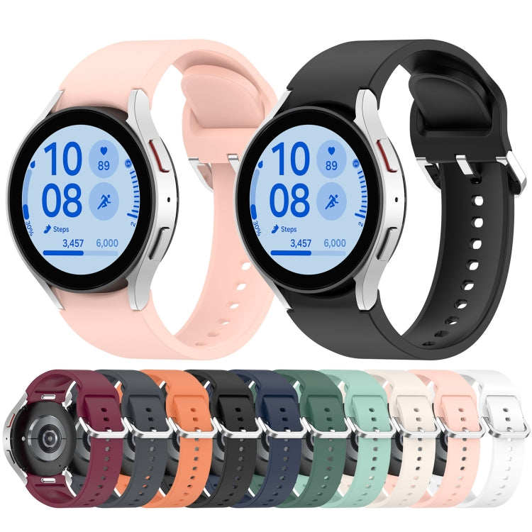 For Samsung Galaxy Watch FE 40mm Solid Color Silver Buckle Quick Release Silicone Watch Band(Midnight Blue)