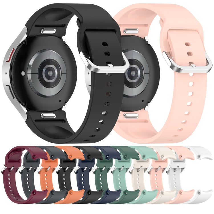 For Samsung Galaxy Watch FE 40mm Solid Color Silver Buckle Quick Release Silicone Watch Band(Light Pink)