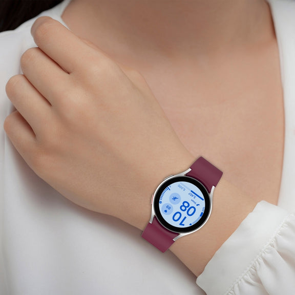 For Samsung Galaxy Watch FE 40mm Solid Color Silver Buckle Quick Release Silicone Watch Band(Wine Red)