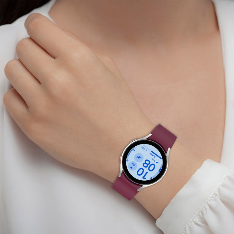 For Samsung Galaxy Watch FE 40mm Solid Color Silver Buckle Quick Release Silicone Watch Band(Wine Red)