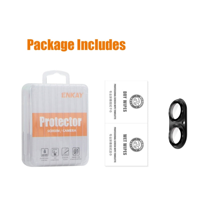 For iPhone 16 / 16 Plus ENKAY Aluminium Alloy Tempered Glass Lens Cover Film(Black)