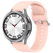 For Samsung Galaxy Watch 6 Classic 47mm Solid Color Silver Buckle Quick Release Silicone Watch Band(Pink)