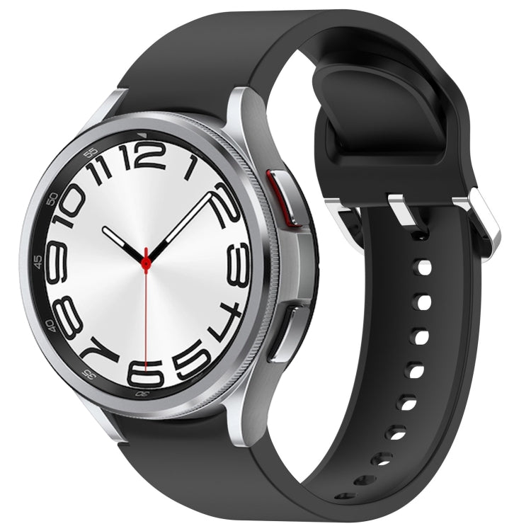 For Samsung Galaxy Watch 6 Classic 47mm Solid Color Silver Buckle Quick Release Silicone Watch Band(Black)