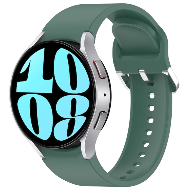 For Samsung Galaxy Watch 6 44mm Solid Color Silver Buckle Quick Release Silicone Watch Band(Green)