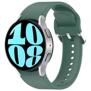 For Samsung Galaxy Watch 6 44mm Solid Color Silver Buckle Quick Release Silicone Watch Band(Green)