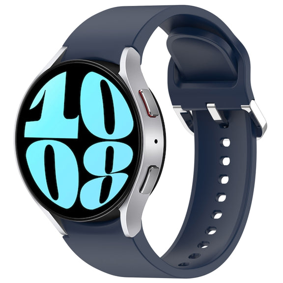 For Samsung Galaxy Watch 6 44mm Solid Color Silver Buckle Quick Release Silicone Watch Band(Midnight Blue)