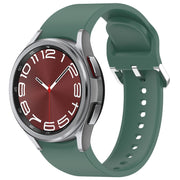 For Samsung Galaxy Watch 6 Classic 43mm Solid Color Silver Buckle Quick Release Silicone Watch Band(Green)