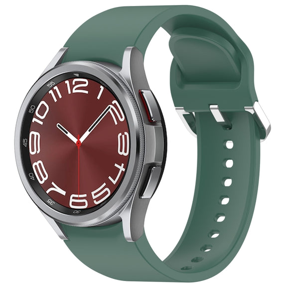 For Samsung Galaxy Watch 6 Classic 43mm Solid Color Silver Buckle Quick Release Silicone Watch Band(Green)