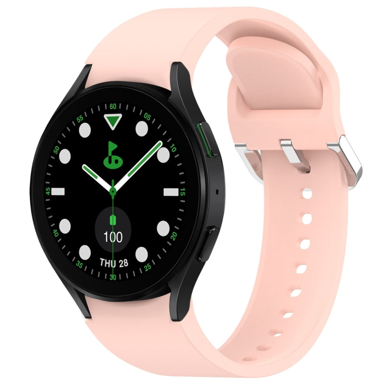 For Samsung Galaxy watch 5 Golf Edition Solid Color Silver Buckle Quick Release Silicone Watch Band(Pink)