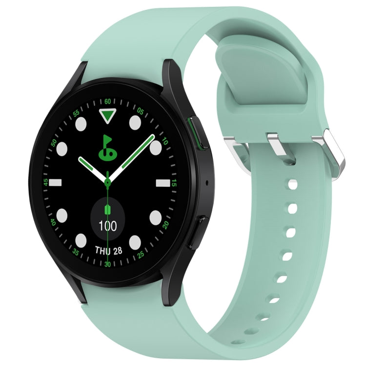 For Samsung Galaxy watch 5 Golf Edition Solid Color Silver Buckle Quick Release Silicone Watch Band(Teal)