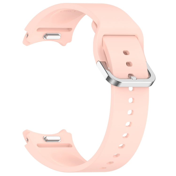 For Samsung Galaxy Watch 5  44mm Solid Color Silver Buckle Quick Release Silicone Watch Band(Pink)