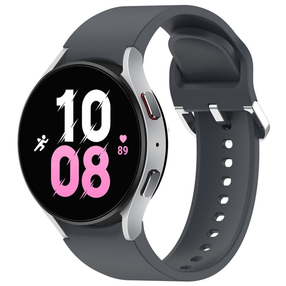 For Samsung Galaxy Watch 5  44mm Solid Color Silver Buckle Quick Release Silicone Watch Band(Grey)