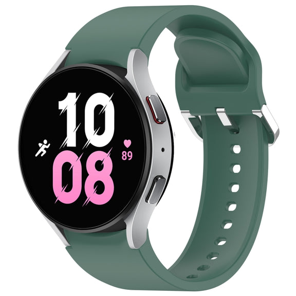 For Samsung Galaxy Watch 5  44mm Solid Color Silver Buckle Quick Release Silicone Watch Band(Green)