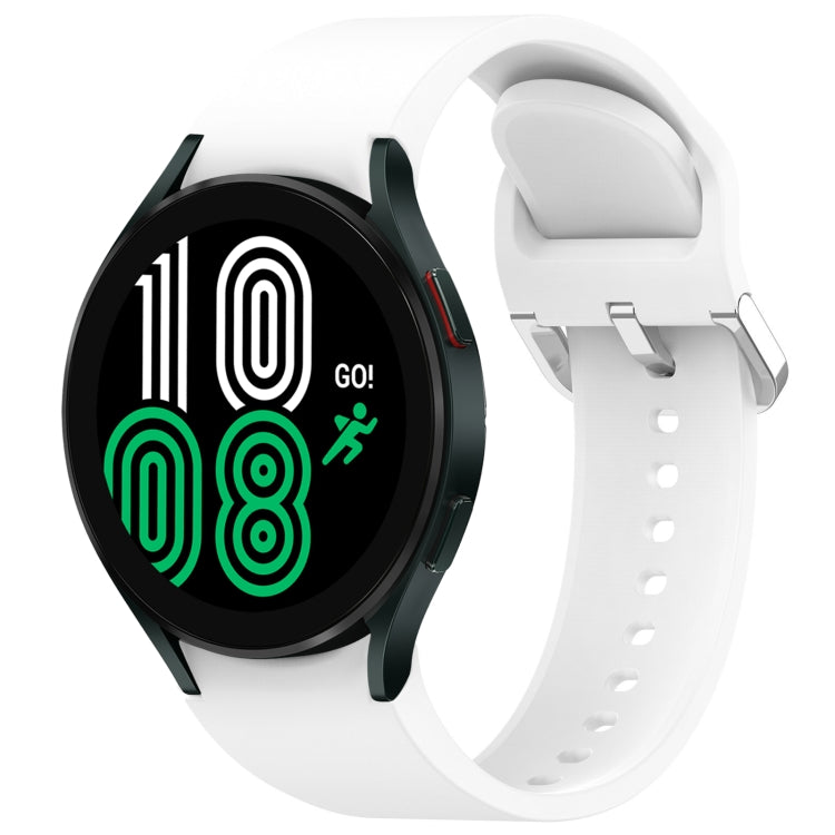 For Samsung Galaxy Watch 4 44mm Solid Color Silver Buckle Quick Release Silicone Watch Band(White)
