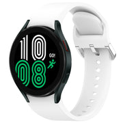 For Samsung Galaxy Watch 4 44mm Solid Color Silver Buckle Quick Release Silicone Watch Band(White)