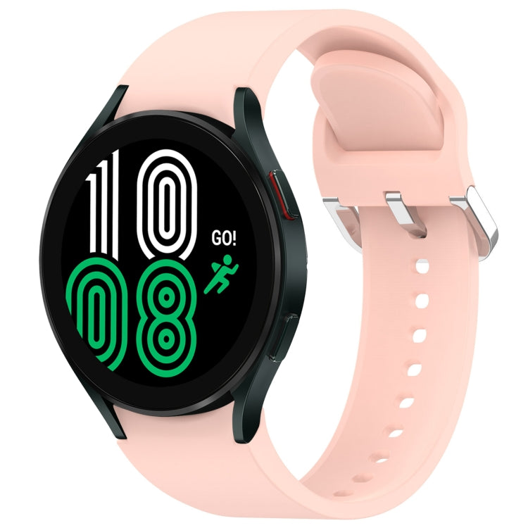 For Samsung Galaxy Watch 4 44mm Solid Color Silver Buckle Quick Release Silicone Watch Band(Pink)