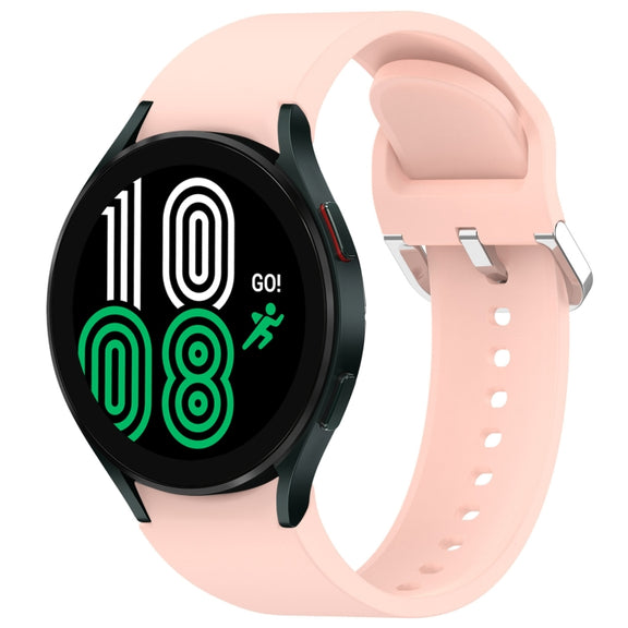 For Samsung Galaxy Watch 4 44mm Solid Color Silver Buckle Quick Release Silicone Watch Band(Pink)