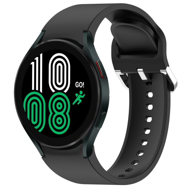 For Samsung Galaxy Watch 4 44mm Solid Color Silver Buckle Quick Release Silicone Watch Band(Black)