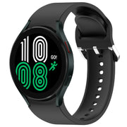 For Samsung Galaxy Watch 4 44mm Solid Color Silver Buckle Quick Release Silicone Watch Band(Black)