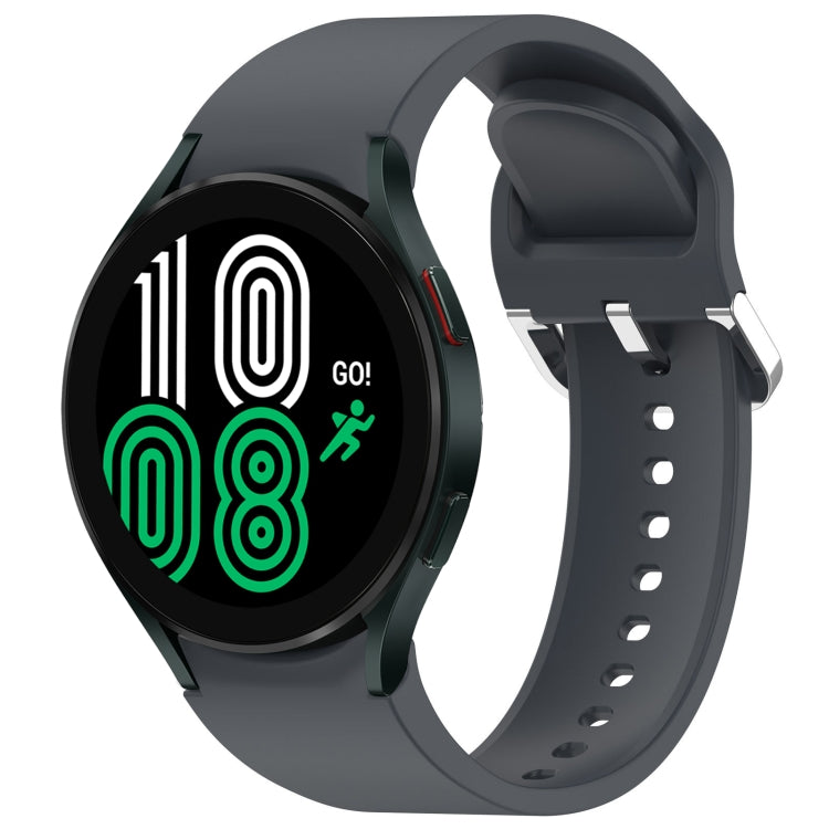 For Samsung Galaxy Watch 4 44mm Solid Color Silver Buckle Quick Release Silicone Watch Band(Grey)