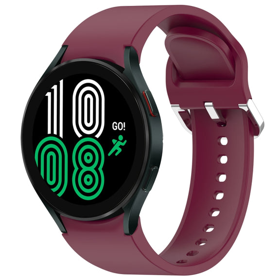 For Samsung Galaxy Watch 4 44mm Solid Color Silver Buckle Quick Release Silicone Watch Band(Wine Red)