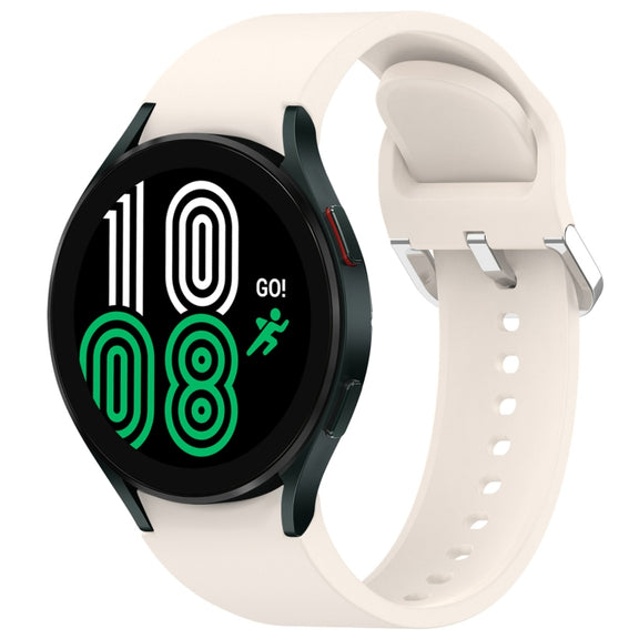 For Samsung Galaxy Watch 4 44mm Solid Color Silver Buckle Quick Release Silicone Watch Band(Starlight)