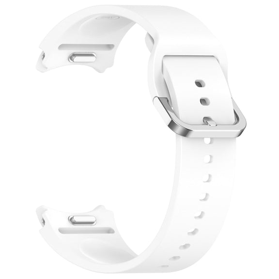 For Samsung Galaxy Watch 4 40mm Solid Color Silver Buckle Quick Release Silicone Watch Band(White)