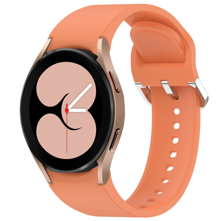 For Samsung Galaxy Watch 4 40mm Solid Color Silver Buckle Quick Release Silicone Watch Band(Orange)