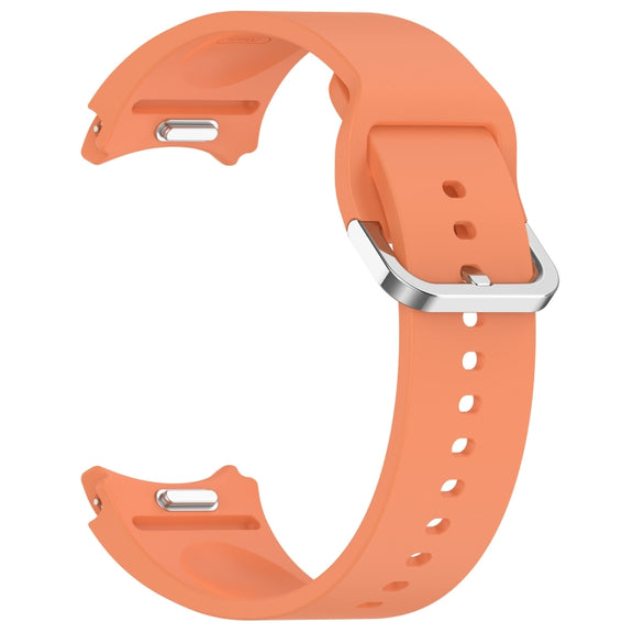 For Samsung Galaxy Watch 4 40mm Solid Color Silver Buckle Quick Release Silicone Watch Band(Orange)