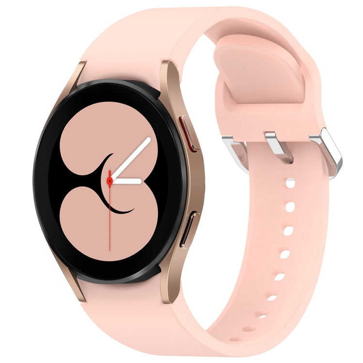 For Samsung Galaxy Watch 4 40mm Solid Color Silver Buckle Quick Release Silicone Watch Band(Pink)