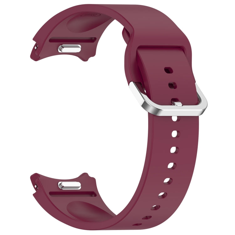 For Samsung Galaxy Watch 7 44mm Solid Color Silver Buckle Quick Release Silicone Watch Band(Wine Red)
