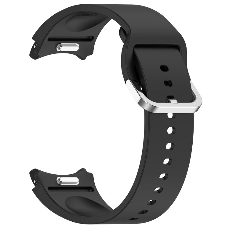 For Samsung Galaxy Watch 7 40mm Solid Color Silver Buckle Quick Release Silicone Watch Band(Black)