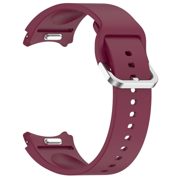 For Samsung Galaxy Watch 7 40mm Solid Color Silver Buckle Quick Release Silicone Watch Band(Wine Red)