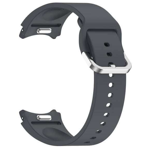 For Samsung Galaxy Watch FE 40mm Solid Color Silver Buckle Quick Release Silicone Watch Band(Grey)