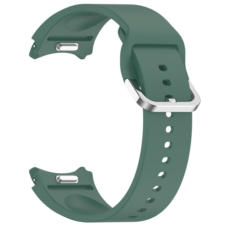 For Samsung Galaxy Watch FE 40mm Solid Color Silver Buckle Quick Release Silicone Watch Band(Green)