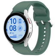 For Samsung Galaxy Watch FE 40mm Solid Color Silver Buckle Quick Release Silicone Watch Band(Green)