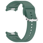 For Samsung Galaxy Watch FE 40mm Solid Color Silver Buckle Quick Release Silicone Watch Band(Green)
