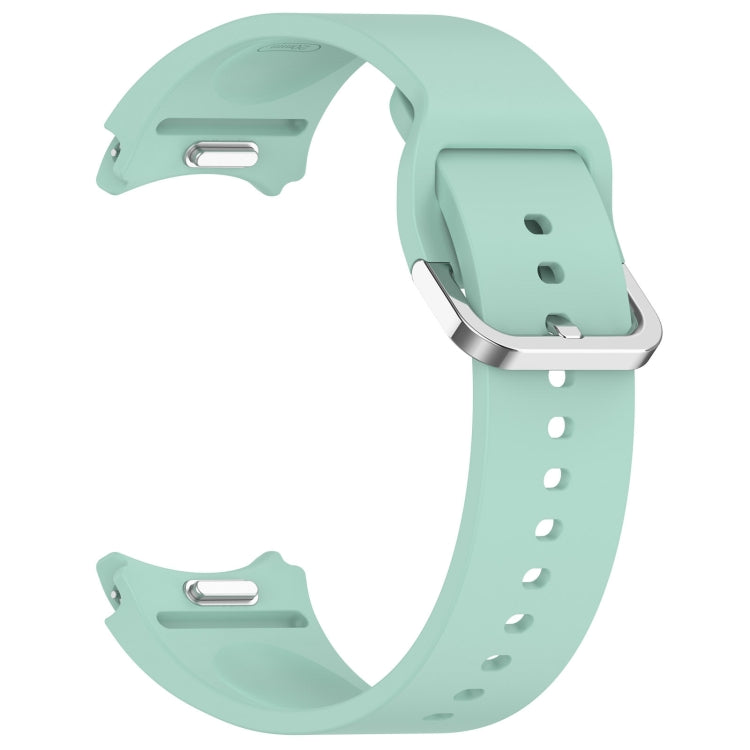 For Samsung Galaxy Watch FE 40mm Solid Color Silver Buckle Quick Release Silicone Watch Band(Teal)