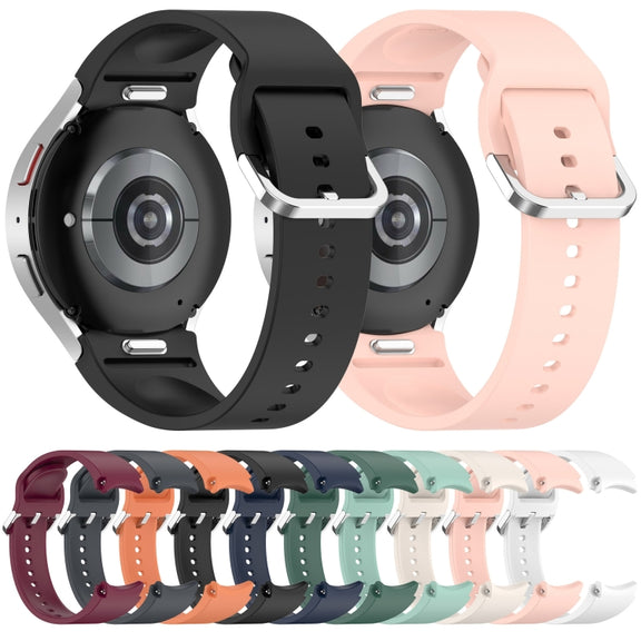 For Samsung Galaxy Watch FE 40mm Solid Color Silver Buckle Quick Release Silicone Watch Band(White)