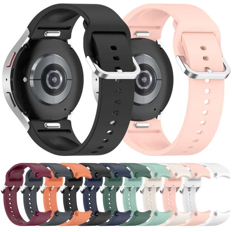 For Samsung Galaxy Watch 4 44mm Solid Color Silver Buckle Quick Release Silicone Watch Band(Grey)