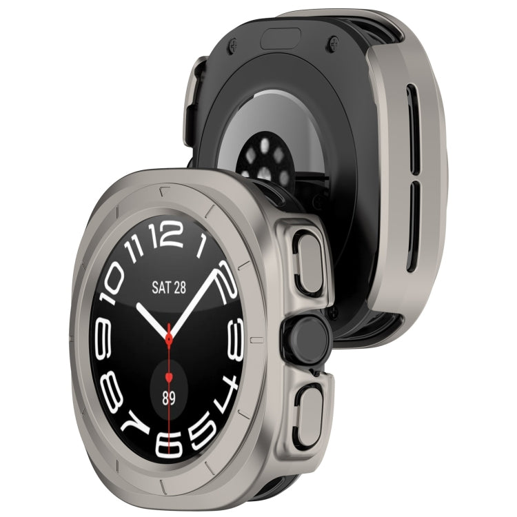 For Samsung Galaxy Watch Ultra 47mm Half Coverage Hollowed PC Watch Protective Case(Titanium Color)