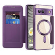 For Google  Pixel 8a Shield Magsafe RFID Anti-theft Rhombus Leather Phone Case(Night Purple) - free shipping - PMC TechLife - Order now!